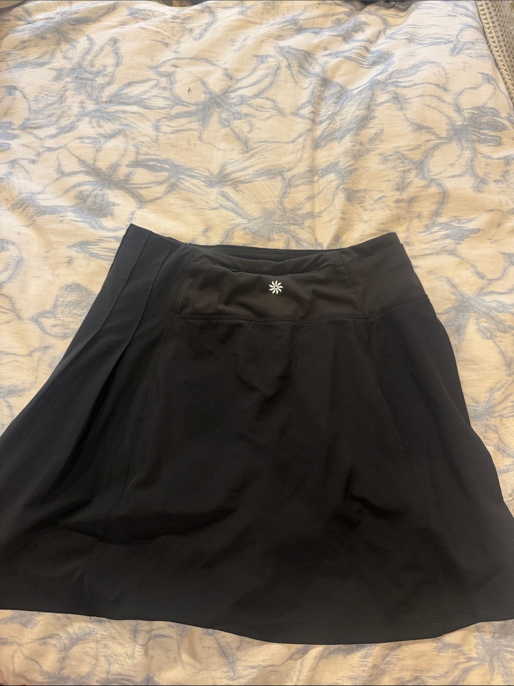 Athleta Black A-Line Athletic Skirt with Subtle Logo